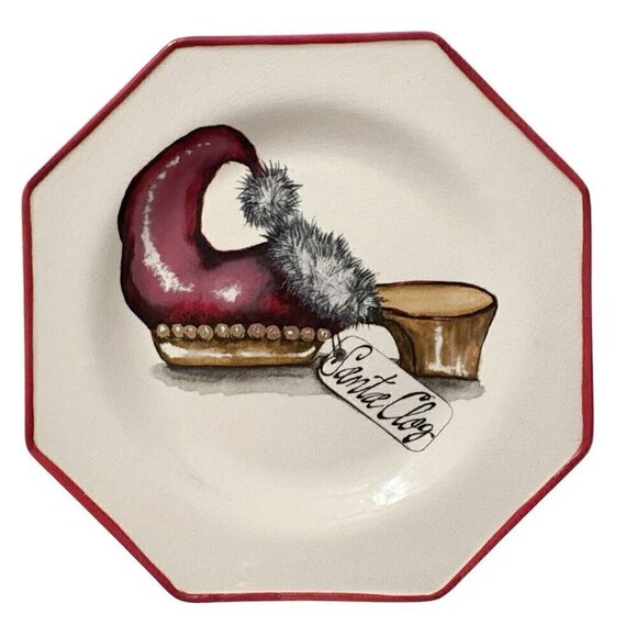 Christmas Unique Shoes Holiday Lane VTG Y2K Set Of 6 Salad/Dessert Plates NEW - Picture 2 of 11